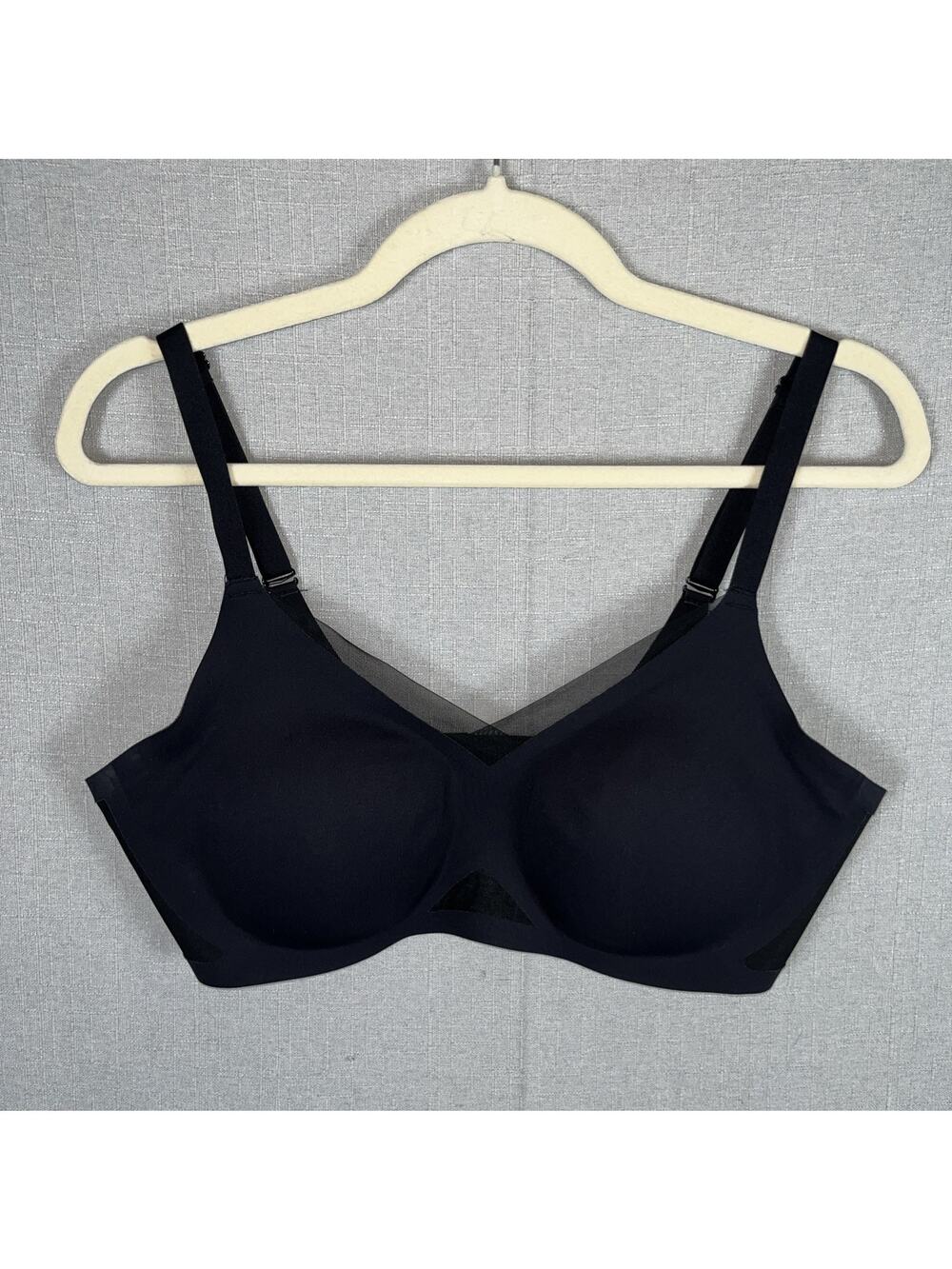 Honeylove Dark Black Crossover Mesh Wireless T-Shirt Bra LWBR0302 Size Large